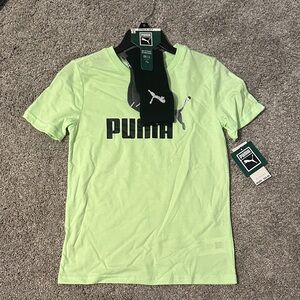 Puma Men's Light Green Short Sleeve Logo Tee